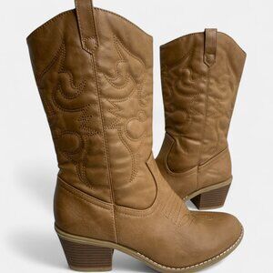 Charles Albert Women's Tan Brown Faux Leather Western Cowboy Cowgirl Size 8